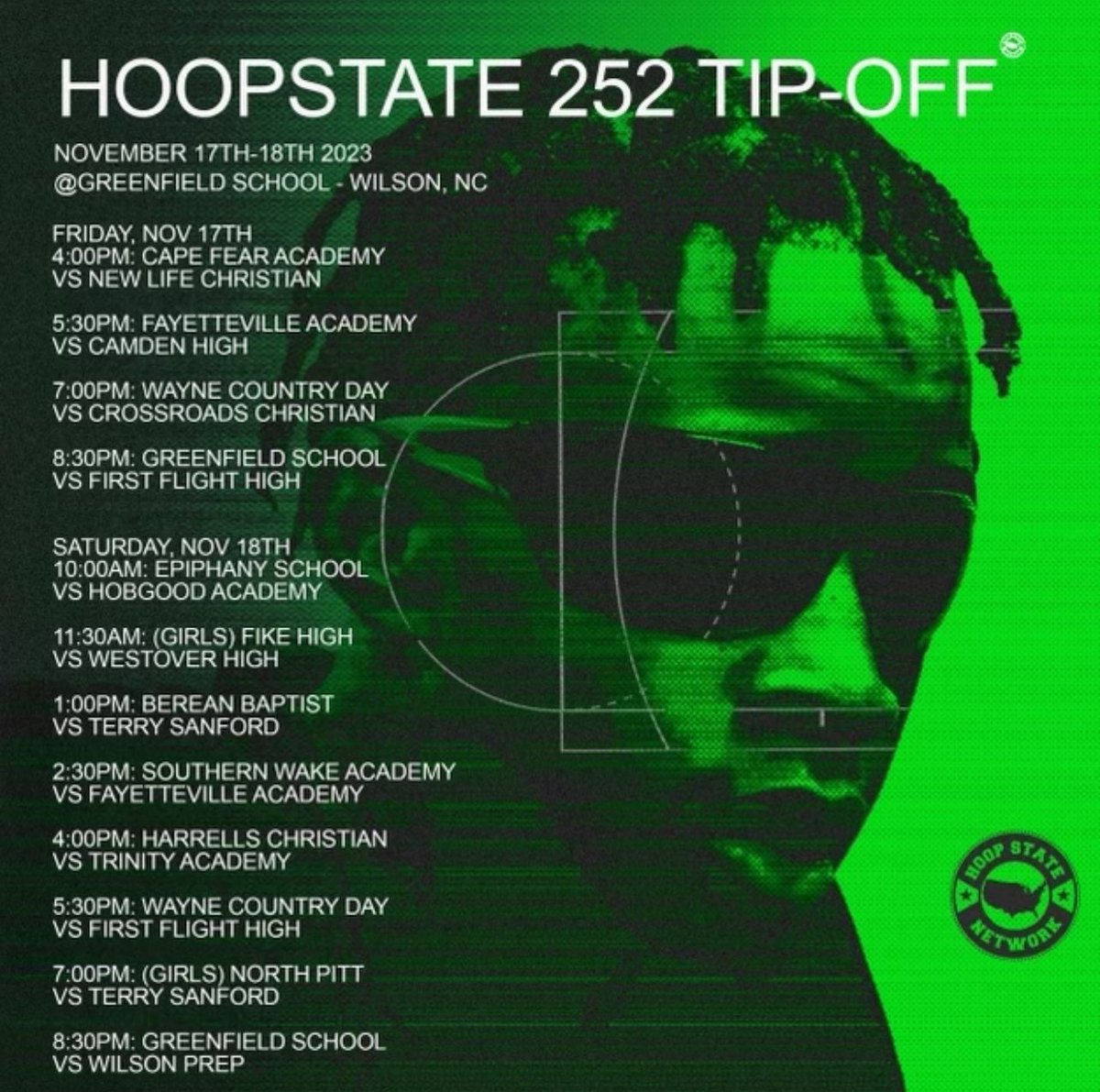 CoachRodEeee's tweet photo. It’s that time, the 252 Tip Off starts this Friday. We will play First Flight on Fri @ 8:30 &amp; then on Saturday @ 8:30 the best rivalry in the 252, Wilson Prep Vs. Greenfield will be going down. You might want to get there early 👀 #Greenfield #WilsonPrep #WideAwake #LetsGoo💚X🧡 https://t.co/NB2vm6FV7R