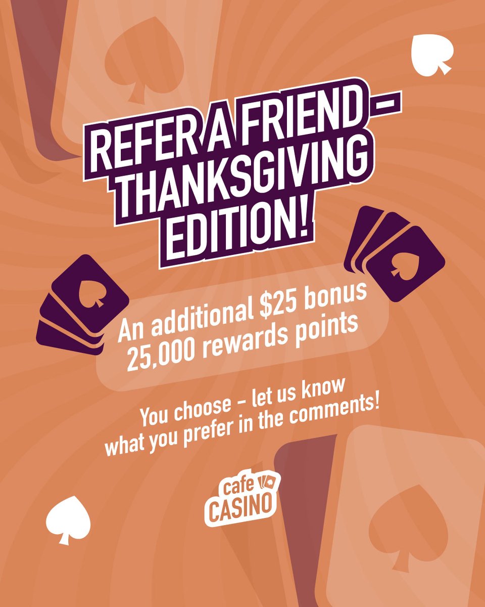 🍂 Thanksgiving Giveaway Alert! 🍁

🎁 This year, YOU get to choose the bonus you want on top of our current Refer-A-Friend benefit! Will it be:

💵 An extra $25 bonus 
OR 
🌟 25,000 rewards points 

✨ Comment your pick and get entered to win an additional $10 bonus exclusively
