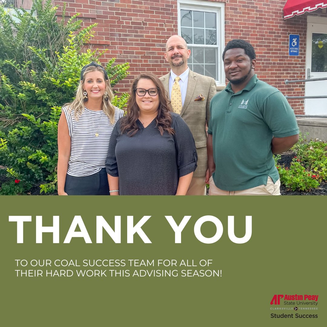 APSUSuccess's tweet photo. THANK YOU to our College of Arts & Letters success team for all their hard work this advising season! We are thankful for you all! 🤍
#APSUSuccess https://t.co/HAZyIrB9yR