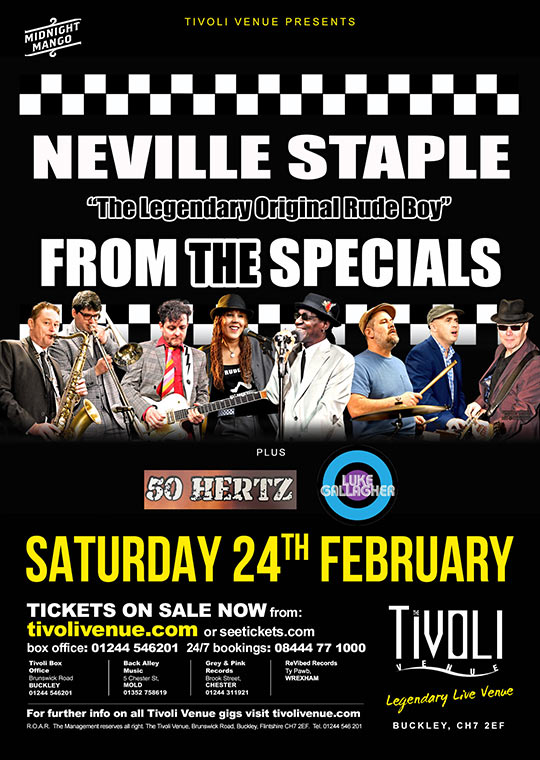 @NevilleStaple from The Specials – Saturday 24th February 2024 The Legendary Original Rude Boy celebrates over 40 years of his super music career. Support from @LukeGallagher96 and @50hertzrock tivolivenue.com/product/nevill…