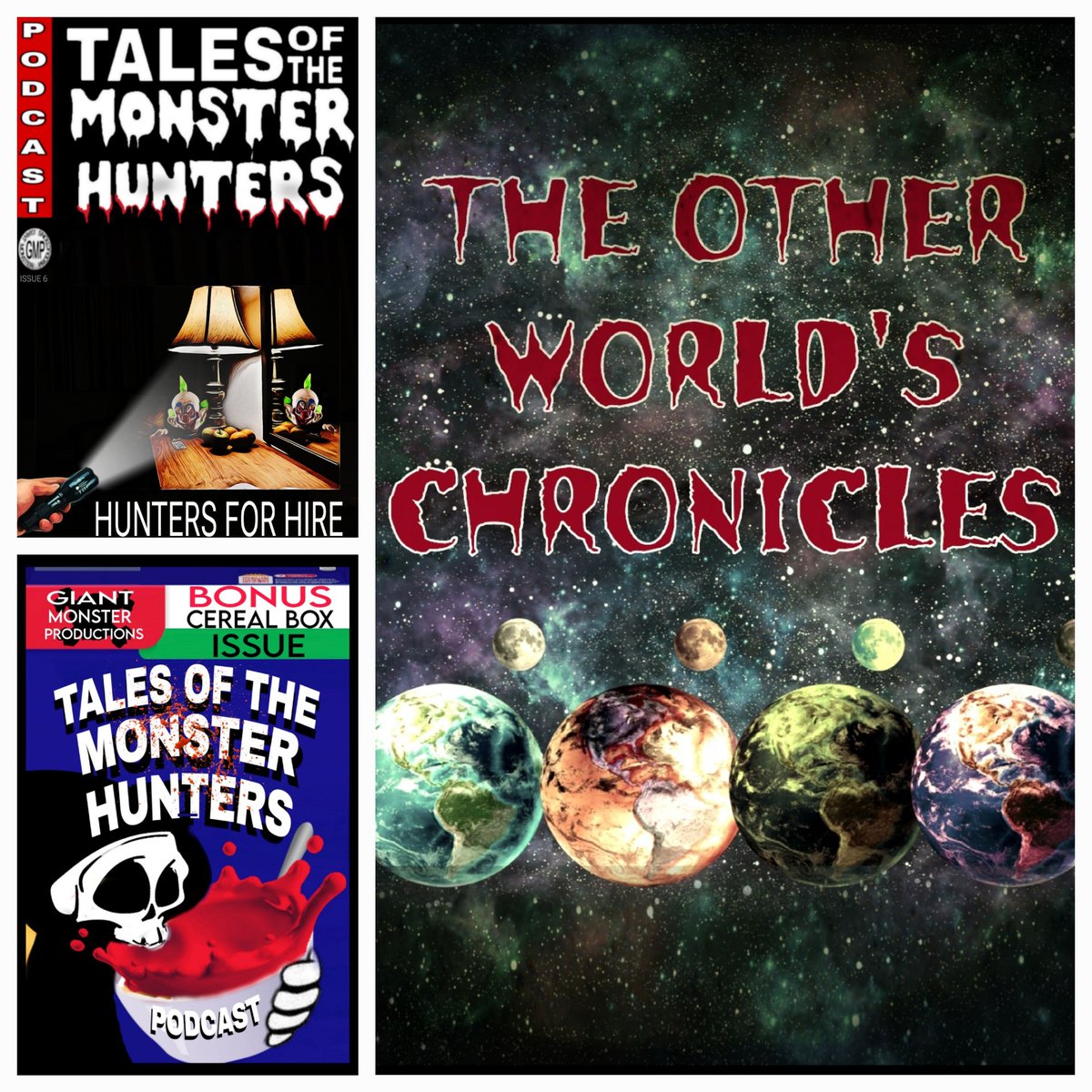 SagaOfM_Hunters's tweet photo. Coming soon from Giant Monster Productions.
The Other World's Chronicles Episode 1, Nov 15 @ 1PM EST
Tales of the Monster Hunters Issue 6 Mon Nov 20 &amp;
Tales of the Monster Hunters Cereal Box Issue Weds Nov 22.
#talesofthemonsterhunterspodcast
#towc https://t.co/ZRyfLMxAl3