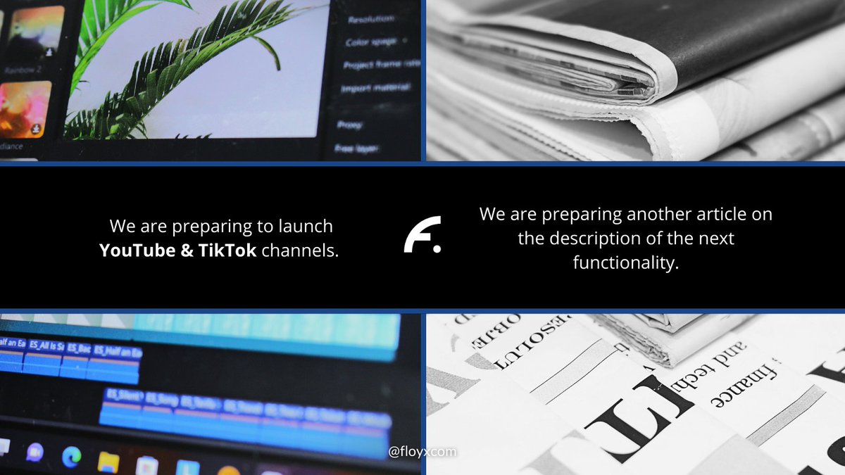 📢 Exciting news, #FloyxFam! 📢

We're pleased to announce that we're preparing to launch our official #YouTube channel and #TikTok account! 🎉

On these platforms, you can expect to find:
✅ Engaging and informative content about #Floyx and the Floyx ecosystem. 
✅ #Educational
