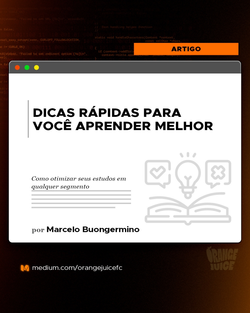 orangejuicetech's tweet photo. Marcelo Buongermino, desenvolvedor na FCamara, compartilha um pouco de sua experiência com estudos diversos e nos ensina meios de focar no que realmente interessa! 🤓

Leia: https://t.co/T1FZC4LNjq

#tech #estudos #estudar #procrastinar #dicas https://t.co/Bem1ZZ5yQM