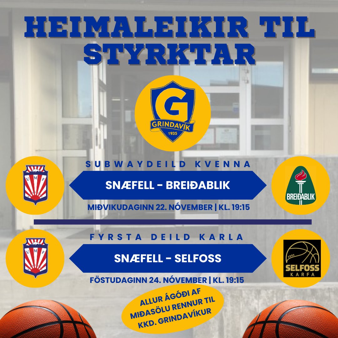 Kæra stuðningsfólk nær og fjær.
Mfl. Snæfells vilja leggja sitt af mörkum og aðstoða kkd. Grindavíkur sem nú gengur í gegnum mjög erfiða tíma og mikla óvissu.
Við höfum því ákveðið að allur ágóði af næstu tveimur heimaleikjum mun renna til kkd. Grindavíkur.