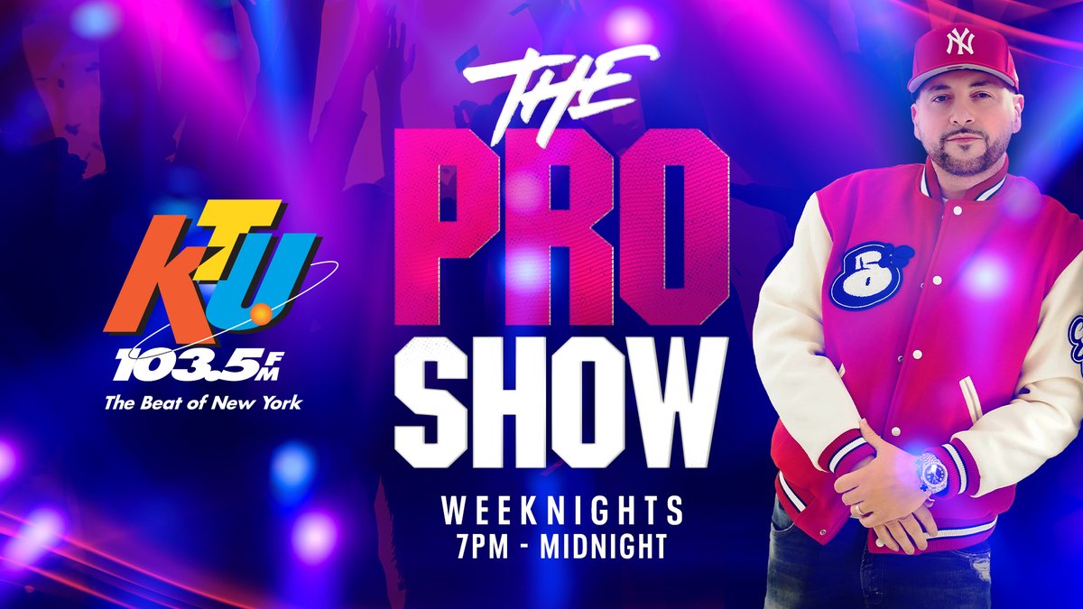 1035KTU's tweet photo. π’ Join the party on 'The Pro Show' Radio! π Turn up the volume and groove to the hottest tracks on 103.5 KTU. ποΈπ₯ Don't miss a beat β listen LIVE at https://t.co/AsEhsffjVs
Let the WEEKEND begin! π΅π» #TheProShow @DJPROSTYLE https://t.co/zsUGInQP3B
