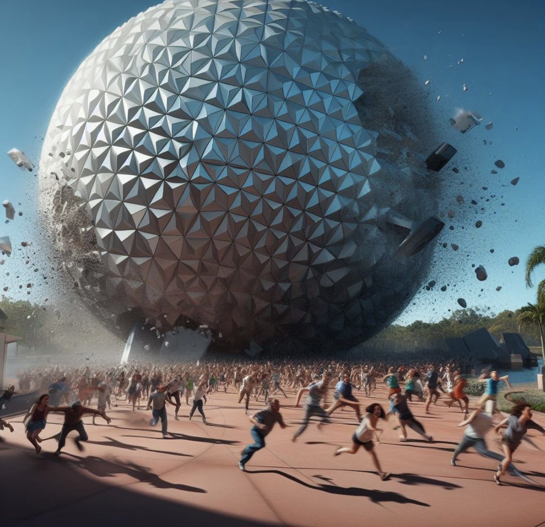 Ainskyai's tweet photo. Spaceship Earth at Disney’s EPCOT finally decided to go sentient. 😳👹🪩
#StarryAI #aiart #ainskyAI #DALLE3 #AIartistcommunity #aiartist #AI
#Disney #EPCOTcenter #EPCOT #DisneyWorld #Orlando #Florida #SpaceshipEarth #EvilDisney https://t.co/5wvai1mQRf