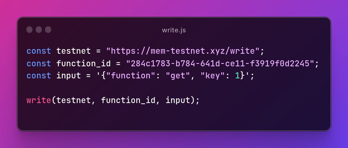 The MEM testnet (Carbon) just went live. ⚡️🔌

No more whitelisting to test in a production environment!

Just hit the mem-testnet.xyz endpoint to deploy and write to testnet functions.

Full examples in the docs: github.com/decentldotland…