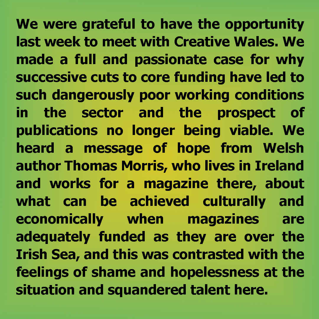 mikeparkerwales's tweet image. Update on the #SaveWelshMagazines campaign...time is very short, so please spread the word and post messages of solidarity to @CreativeWales @Books_Wales @WGCulture.