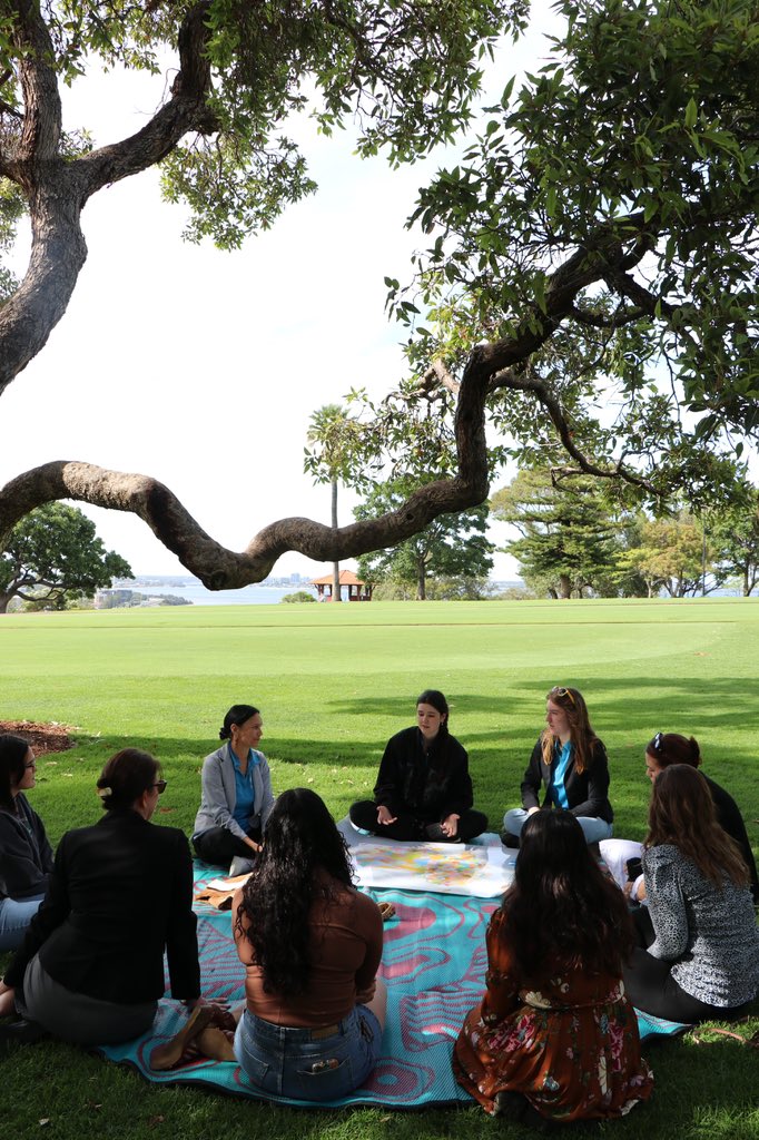 USGlobalYouth's tweet photo. I was so grateful to join a yarning circle with a group from @CSIRO Young Indigenous Women’s STEM Academy. 
 
I’m inspired by how you’re preserving Indigenous science and engineering as part of your studies and how you’ve connected with each other. Thank you so much for sharing your rich cultural heritage.