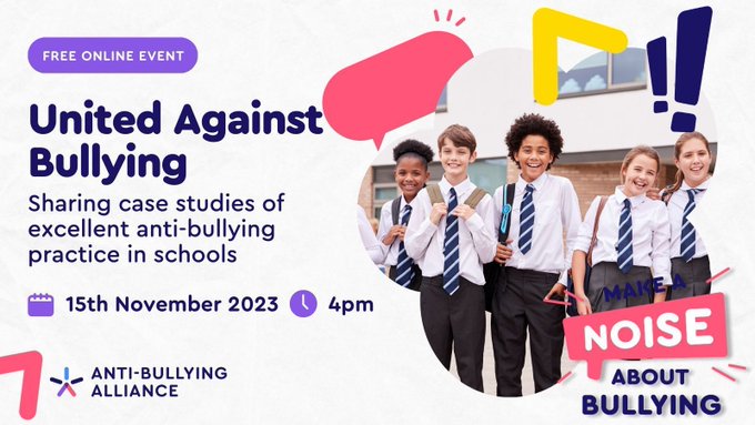 This is #AntiBullyingWeek @ABAonline has some great case studies of schools that have benefited from their #UnitedAgainstBullying programme. Join them this afternoon to hear more on the live stream event eventbrite.co.uk/e/anti-bullyin…