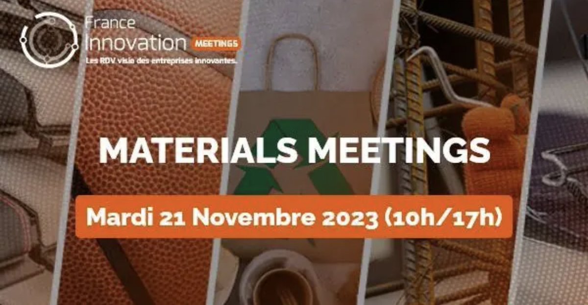 📢  Participez à la grande journée BtoB 100% en ligne du 21/11 dédiée aux matériaux innovants, dont <a href="/EuraMaterials/">EuraMaterials</a> est fière partenaire de France Innovation Meetings.
Il ne reste que quelques jours pour réserver votre place : swll.to/Qu567
#event #materiaux