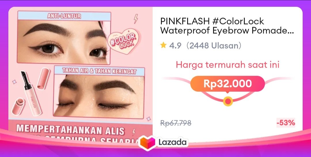 spill_byaam's tweet image. Aku nemu promo menarik di Lazada nih. Yuk coba lihat!
Nama Produk:  PINKFLASH #ColorLock Waterproof Eyebrow Pomade Cream High Pigment Smudge-proof Long-lasting
Harga Produk:  Rp67.798
Harga Diskon:  Rp32.000
Beli di sini👉s.lazada.co.id/s.n3tHu?cc #racunbelanja  #lazada