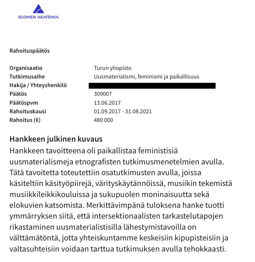 mikamerano's tweet image. Suomen Akatemian hankkeita ei kuulemma saa kyseenalaistaa hankekuvausten perusteella. Minäpä sitten tein tietopyynnön erinäisiin dokumentteihin, josta paljastuikin uskomatonta Pahkasikaa. Tämä on pitkä, mutta suosittelen lukemaan.

Ensimmäiseksi käydään läpi 480 000 euroa…