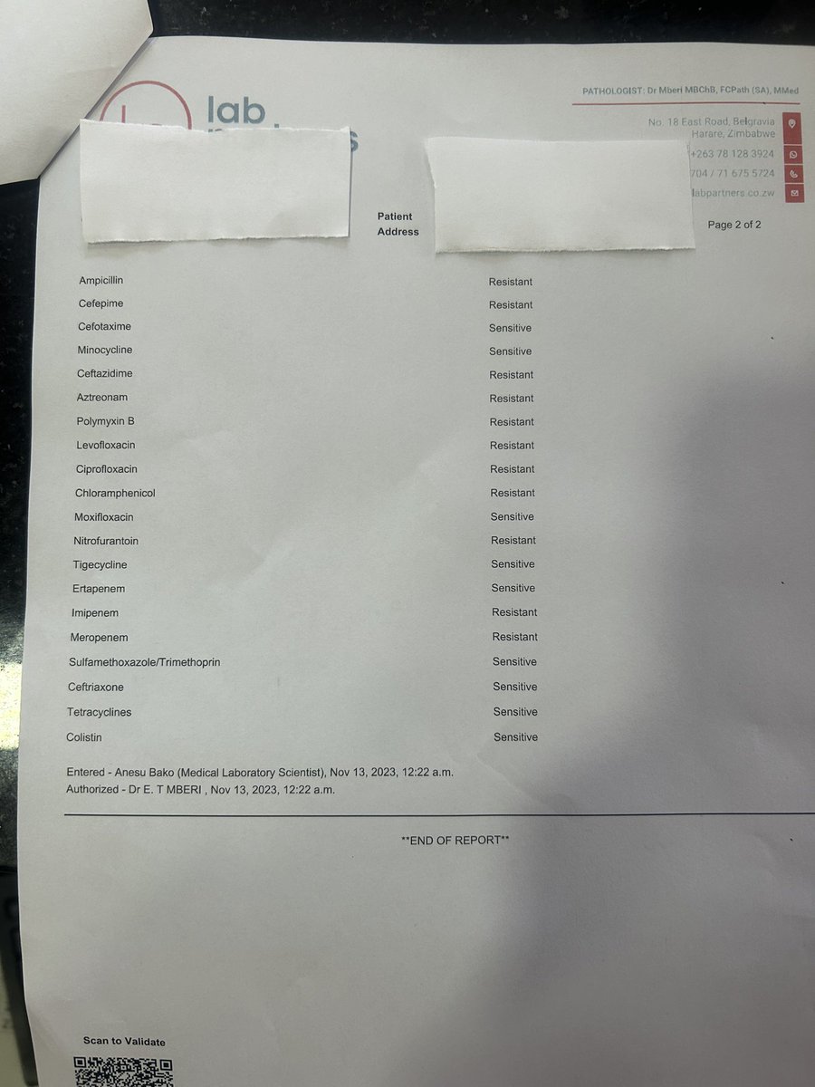 Anti microbial resistance 

Today I saw a glance of the future 

Hospital acquired 

The last line of defense has been broken
