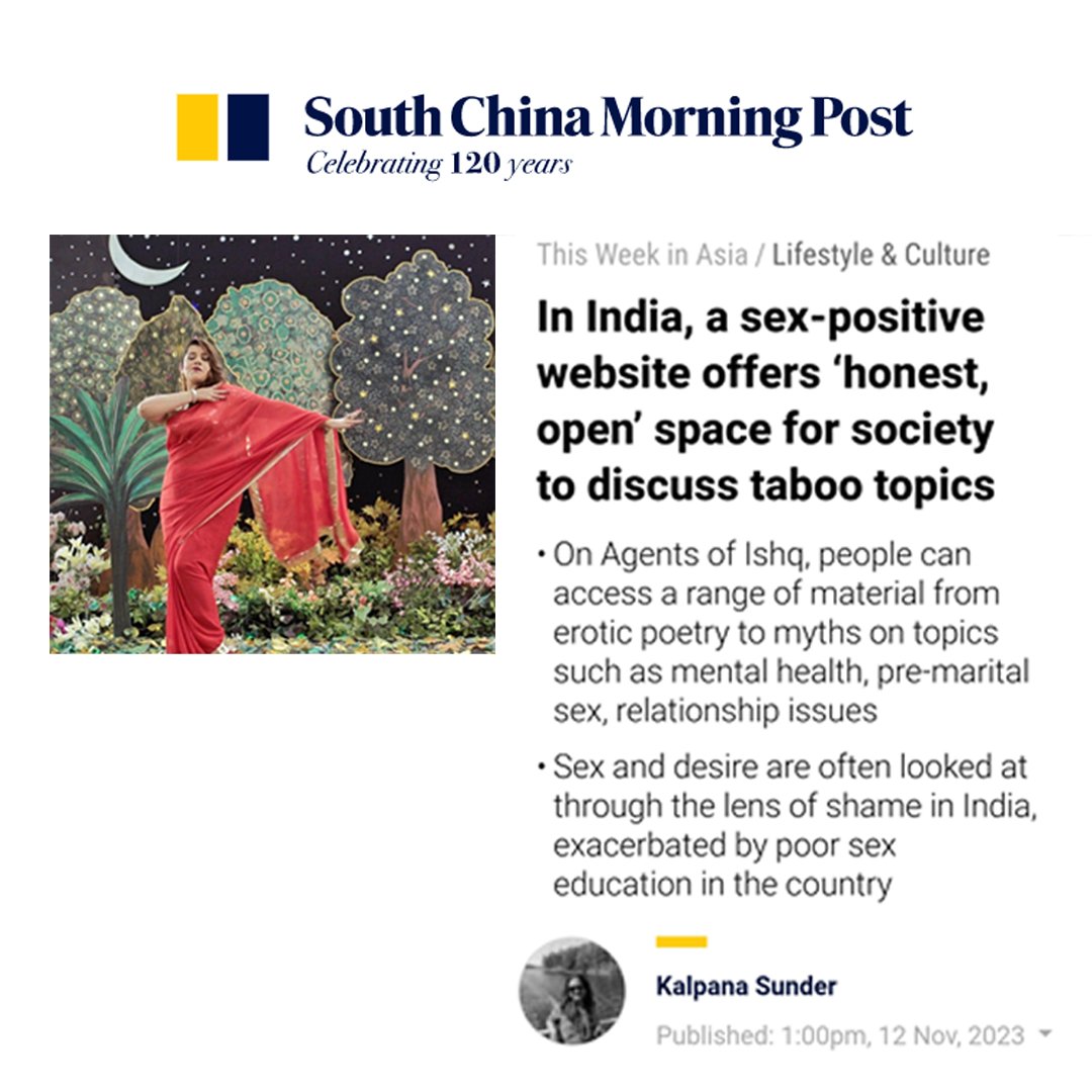 AgentsofIshq's tweet photo. We are excited to be featured in the South China Morning Post!
AOI Founder @parodevi was interviewed by @KalpanaSunder for the @SCMPAsia.
Sharing the highlights here:
#AgentsOfIshq #ParomitaVohra #PleasurePolitics #PleasurePositivity #SexPositivity #Consent https://t.co/kJdKU5FbsP