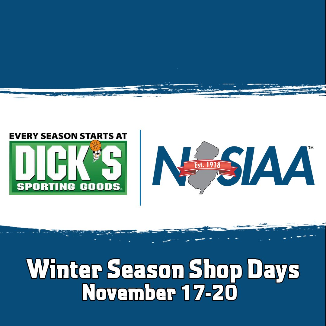 NJSIAA's tweet image. We’re proud to partner with Dick’s Sporting Goods to offer you 20% off throughout the store from 11/17 – 11/20. Shop in-store using the coupon found here: bit.ly/460OVnw