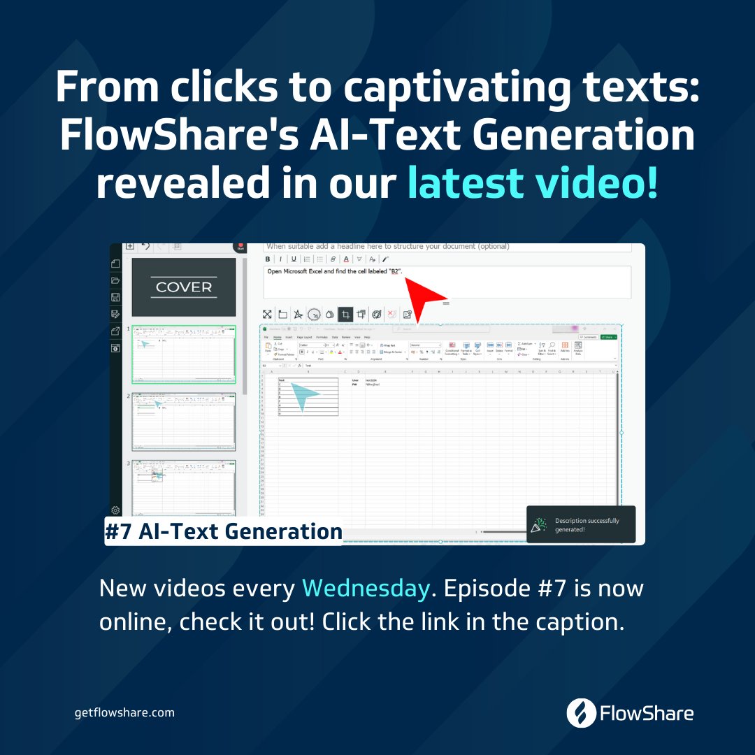 GetFlowShare's tweet image. AI meets documentation in FlowShare! 🤖✍️
Experience the power of automatic text generation in our latest feature showcase. Effortless, accurate and innovative.
🎥 Watch the full video: youtu.be/HJEfvssOkGg
#FlowShare #AI #Textgeneration #Documentation