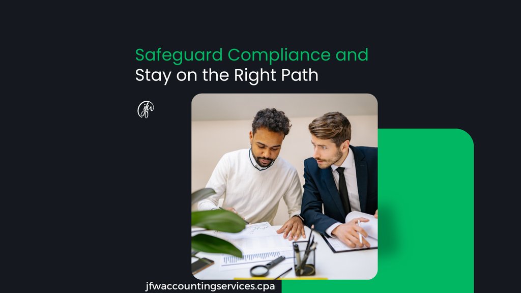 In nonprofit organizations, adherence to compliance regulations isn't just a choice; it's an imperative. 

Book a call with JFW Accounting Services and together we'll fortify your non-profit's commitment to compliance. 

📞 1-888-690-1830
📧 info@jfwaccountingservices.com