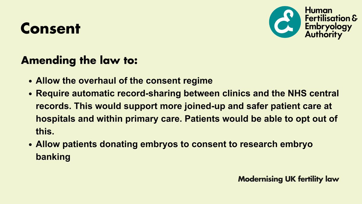 Consent in fertility treatment is more complex than other medical treatment. The proposals aim to simplify consent for most patients. Find out more: bit.ly/471YxQ5 #Fertility