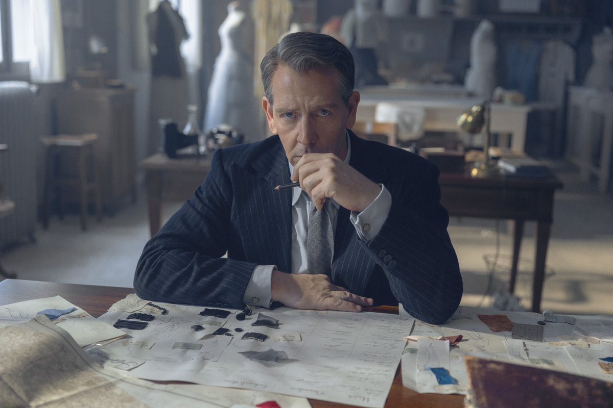 AppleTV's tweet photo. The first look at The New Look.

Ben Mendelsohn is Christian Dior.
Juliette Binoche is Coco Chanel.
Maisie Williams is Catherine Dior.
John Malkovich is Lucien Lelong.

Series premiere February 14. https://t.co/K4fTEWefgs