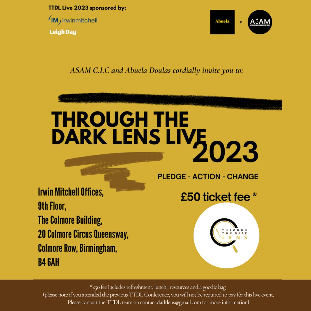 Leigh Day is proud to sponsor Through The Dark Lens 2023. This event celebrates black and brown excellence in perinatal health, and is dedicated to bringing positive change in maternity services for black and brown communities. @midwivesASAM #darklenspledge