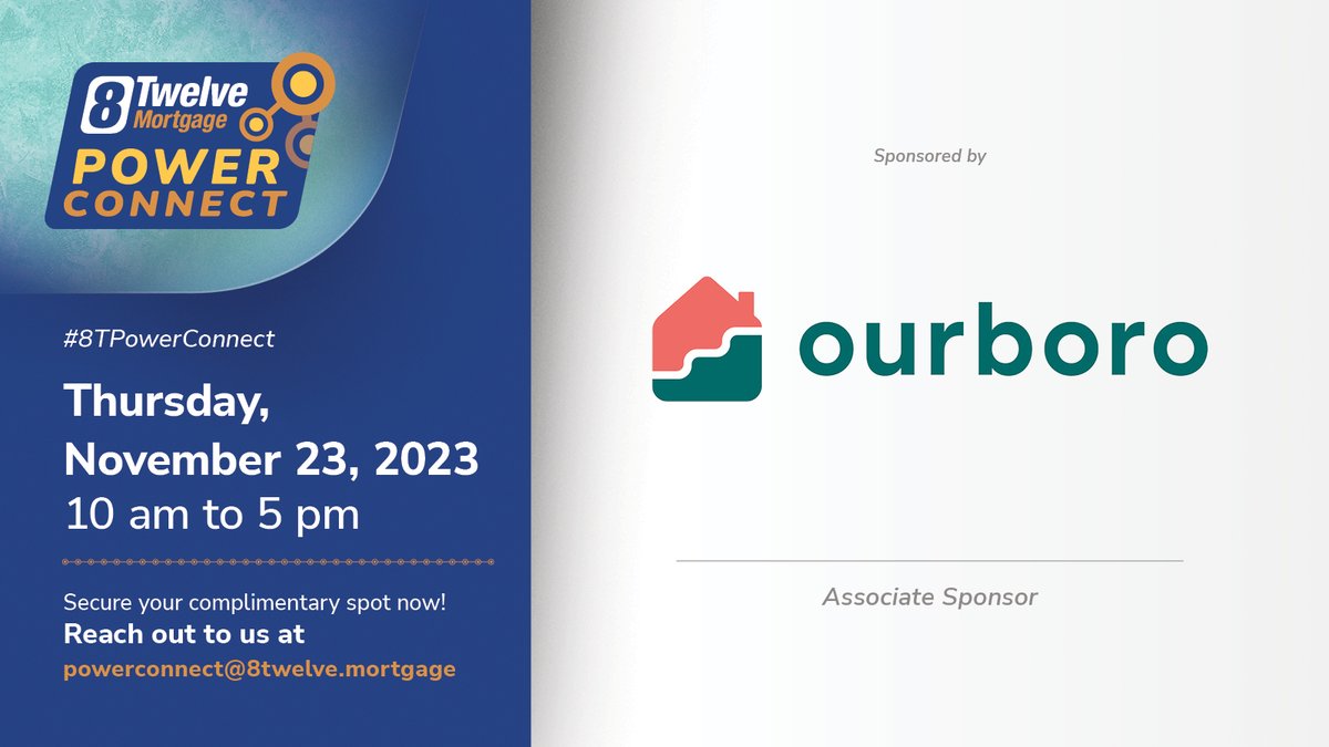 8twelvemortgage's tweet photo. We are thrilled to announce that @OurboroHQ  has joined us as the Associate Sponsor for the upcoming 8Twelve networking event. Incredibly thankful to have them on board! 🙌🔗⚡️ 

https://t.co/1i6StE4klE https://t.co/zkKgtvXkGC