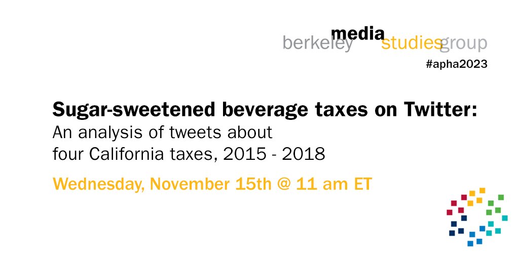 BMSG's tweet photo. Sugar-sweetened beverage taxes have been wildly successful in CA, leading to decreased sales and increased revenue for communities. BMSG will share our analysis of tweets regarding the taxes today at 11am. Please join us! #APHA2023 #phiAPHA https://t.co/6LAKHcacgS