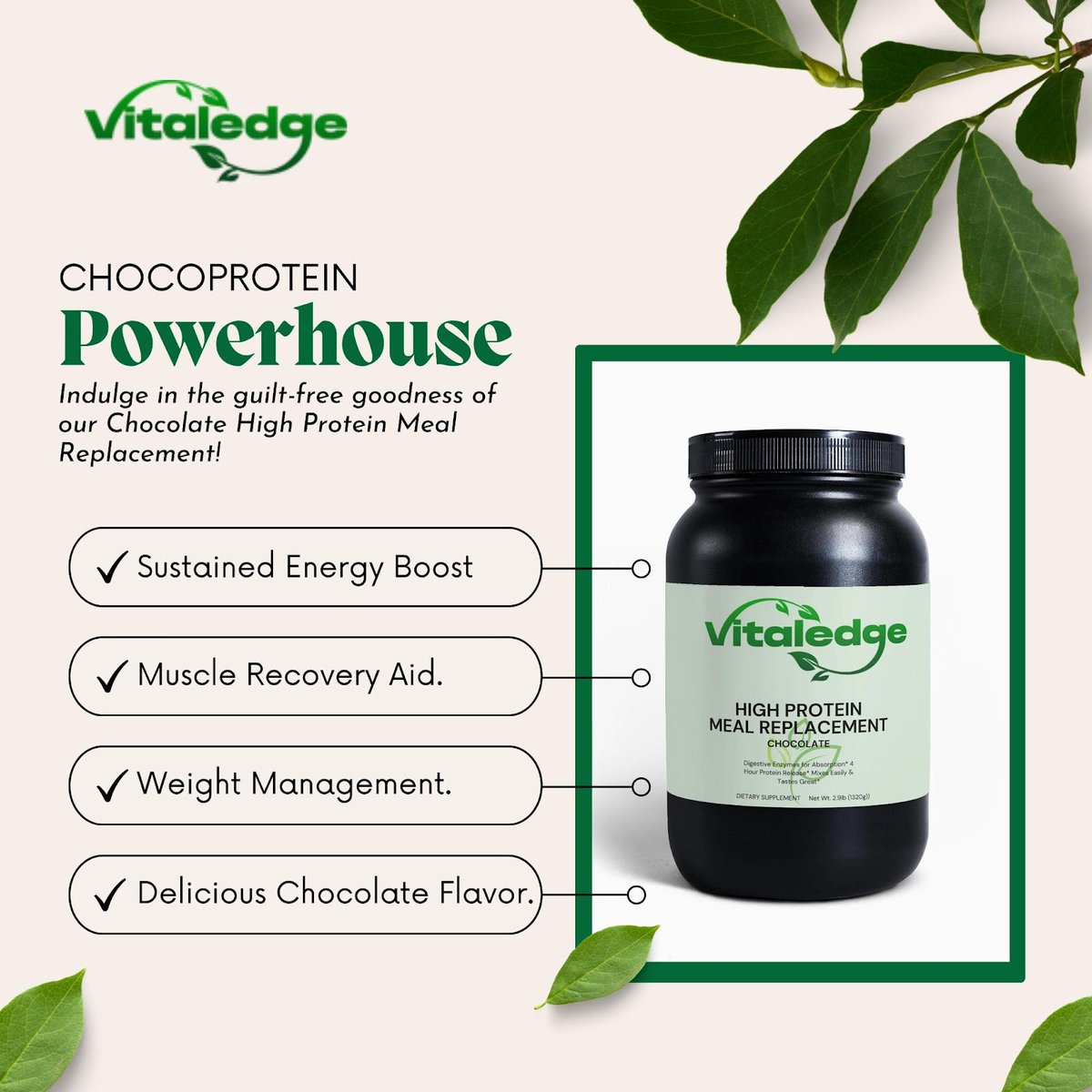 Vital_Edge_'s tweet photo. Indulge in the guilt-free goodness of our Chocolate High Protein Meal Replacement! Packed with all the nutrients your body craves.
----
Place your order today at https://t.co/6AKejY7qmg
.
#ProteinPowerhouse #ChocolateCravings #MealReplacementMagic #HealthyEating #NutritionOnTheGo https://t.co/K9YLLRWbTR