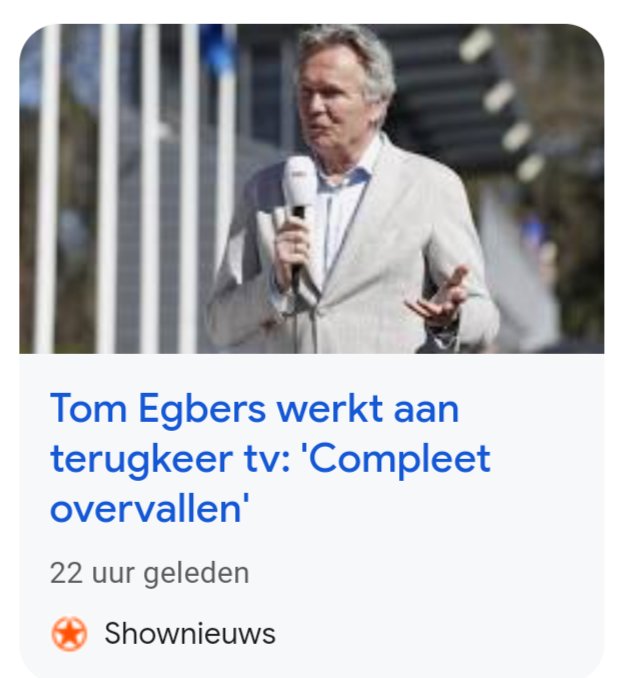hulshof1973's tweet photo. Diverse media melden dat #TomEgberts in gesprek is over een terugkeer bij de NOS. Van de @NOS zelf ontbreekt nog elk bericht. Alsjeblieft Tom wil je zondagavond ook gelijk @StudioSporf weer gaan doen. Zodat we verlost zijn van @LStent https://t.co/ZTvQRKBw6b
