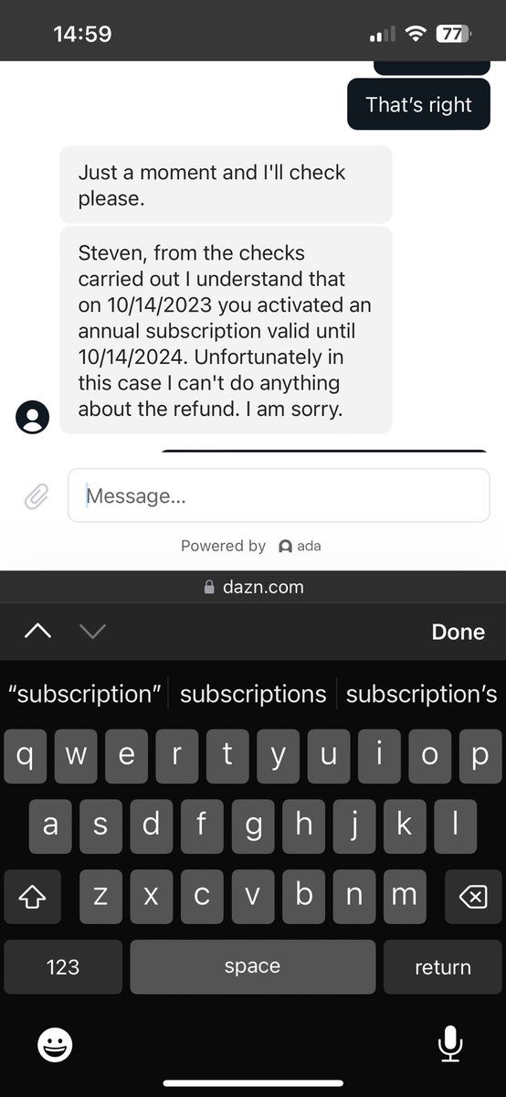 Mabbsy1's tweet photo. @dazngroup how lovely of you to charge my £9.99 a month for 12 months for a plan I didn’t want or need, all this after paying for a PPV event, and after contacting you to cancel this, you won’t help https://t.co/DJnpVxcvS5