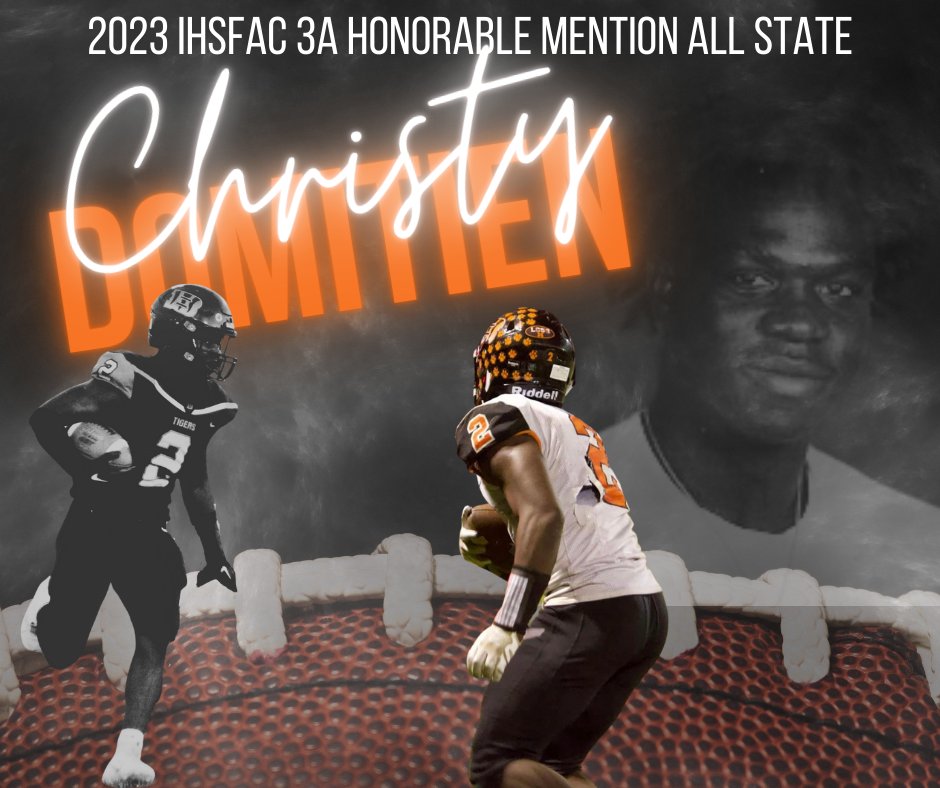 Brdstwn_15's tweet image. Congratulations to Christy Domitien for being selected to the 2023 IHSFCA 3A Honorable Mention All State team.  #gotigers @domitienchristy