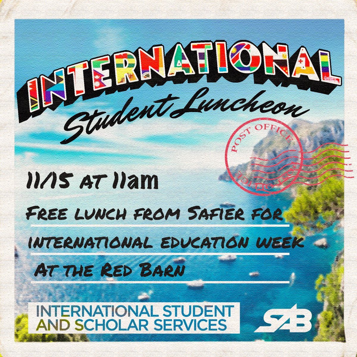 UofLIntlCenter's tweet photo. Today’s #IEW2023 event is the International Student Appreciation Luncheon!! Starting at 11 a.m. in the Red Barn 🥳✨
Thank you to @UofLSAB for sponsoring!! https://t.co/Vv3Xa7xMSg