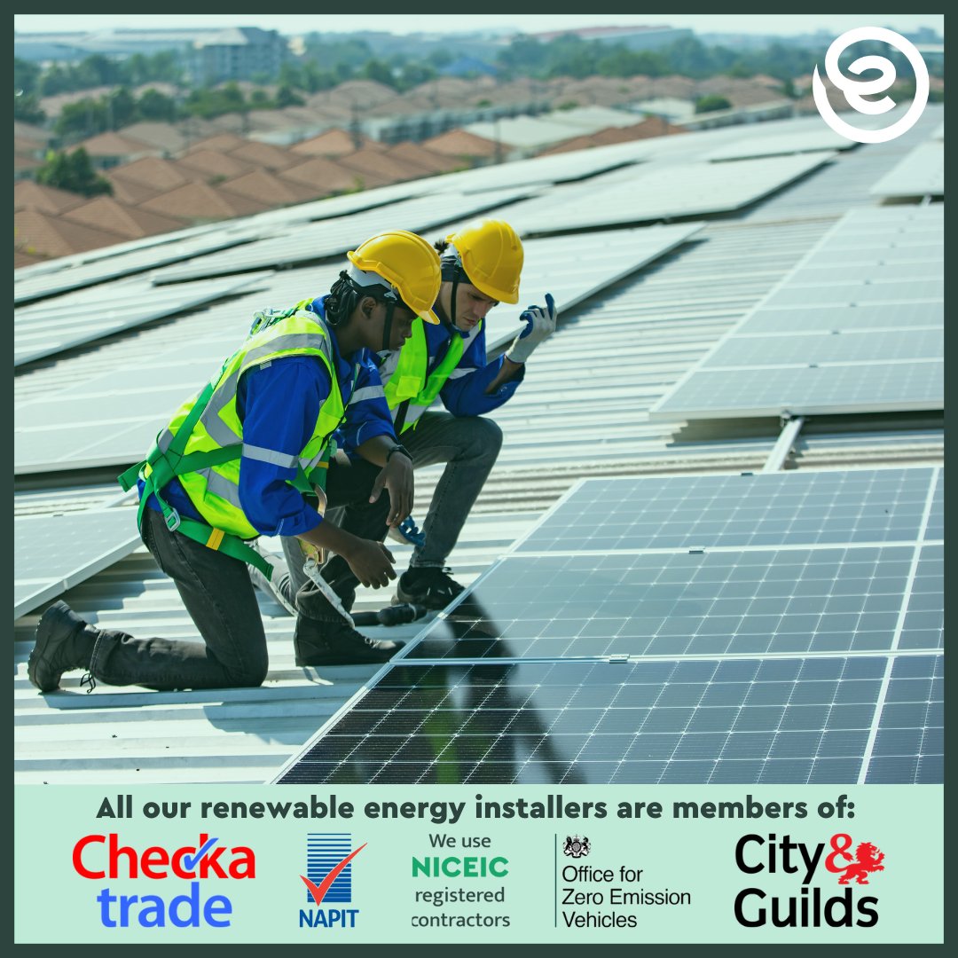 ecolectrix's tweet photo. All of our renewable energy installers are qualified, experienced installers across the UK. 🔋⚡

They are members of, Check a Trade, NAPIT, NICEIC, Office for Zero Emissions Vehicles and City &amp; Guilds. ✅ https://t.co/GgHfhW8OMj