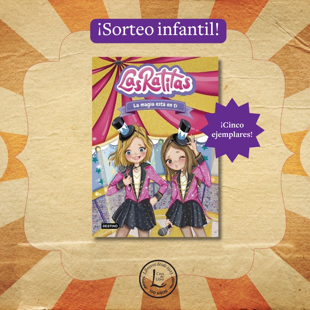 🎪SORTEO INFANTIL🎪
5 ejemplares. 𝘓𝘢𝘴 𝘳𝘢𝘵𝘪𝘵𝘢𝘴 10. La magia está en ti.
👉 bit.ly/3FTv92C

PARTICIPA:
✅ Síguenos.
❤️ Dale a Me gusta.
🔄 Repostea este post.
🗓️ El 22/11 diremos los ganadores con EasyPromos.
🇪🇸 Válido para España

@planetadelibros