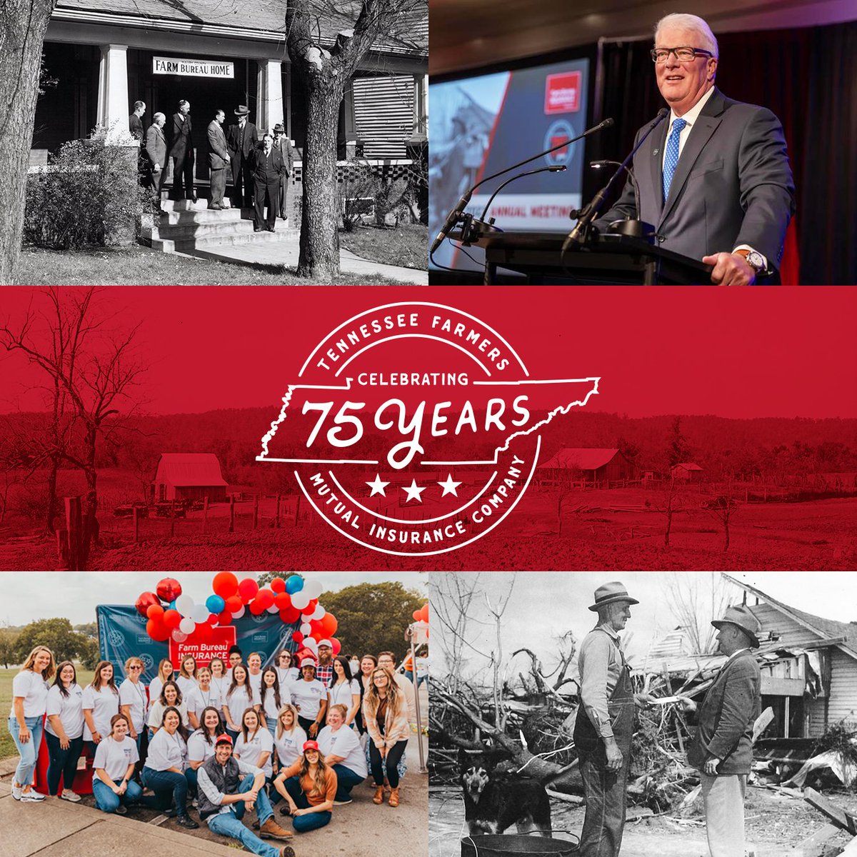 🎉Celebrating 75 years of unwavering commitment to the Volunteer State! Farm Bureau Insurance  is proud to serve Tennesseans, always standing by your side. Here's to many more years as Tennessee's Insurance Company.🥳