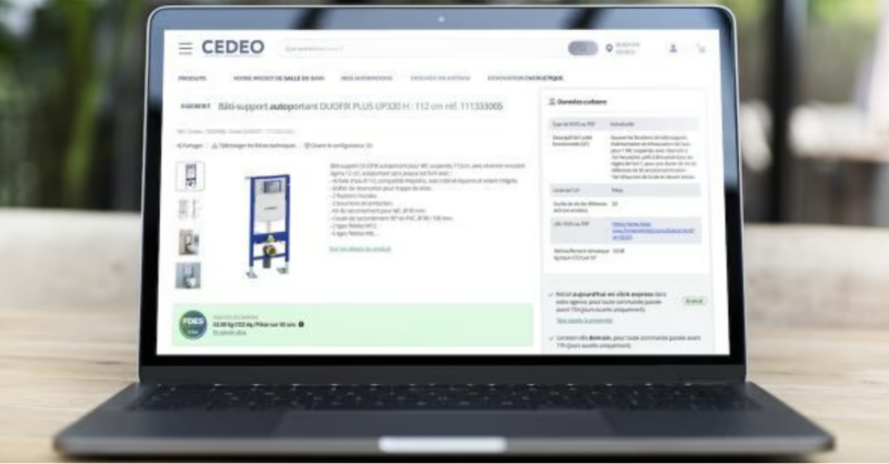 saintgobain's tweet photo. [#Innovation]
♻️Dans un objectif de neutralité carbone, #Cedeo ainsi que d'autres enseignes de @SgdbFrance
affichent désormais le poids carbone des produits en vente sur leur site.
🖋️@Sdbpro_fr