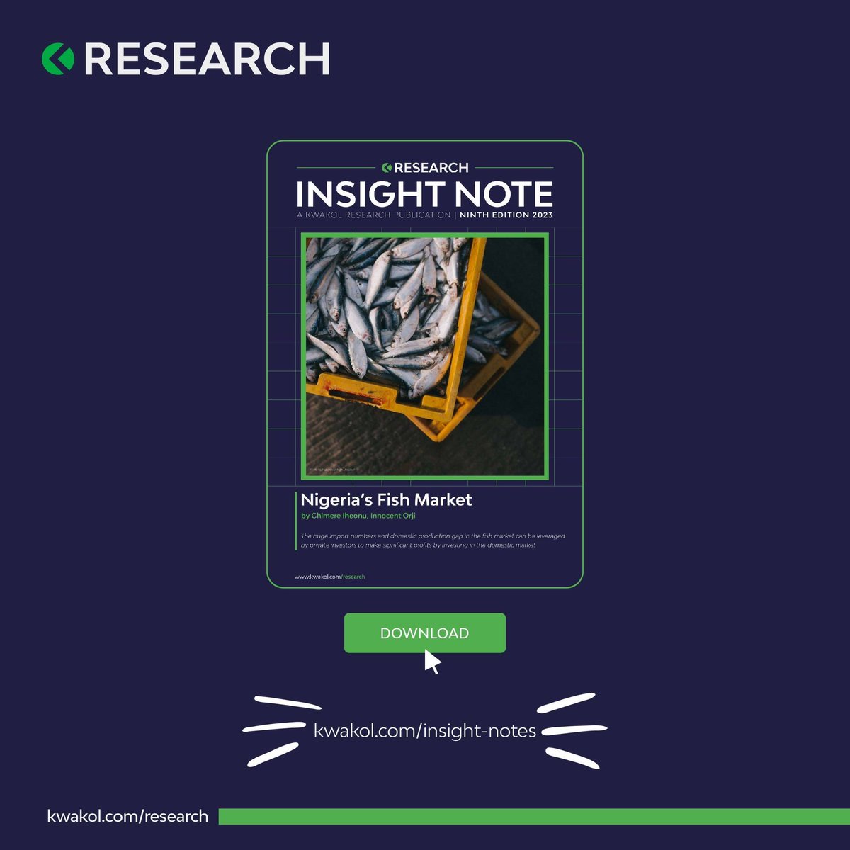 The huge import numbers and domestic production gap in the fish market can be leveraged by private investors to make significant profits by investing in the domestic market.

Read our ninth edition of Insight Notes. Simply visit: kwakol.com/insight-notes to download a free copy.