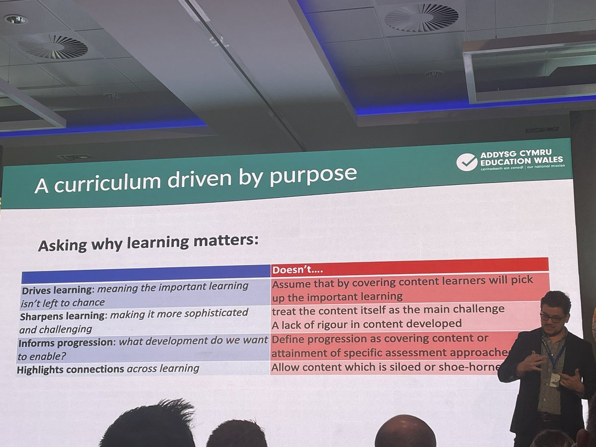 Powerful messages from @WG_Education about why #curriculumforwales is a much more sophisticated opportunity for learner progression, identifying why particular learning matters is crucial to our understanding.