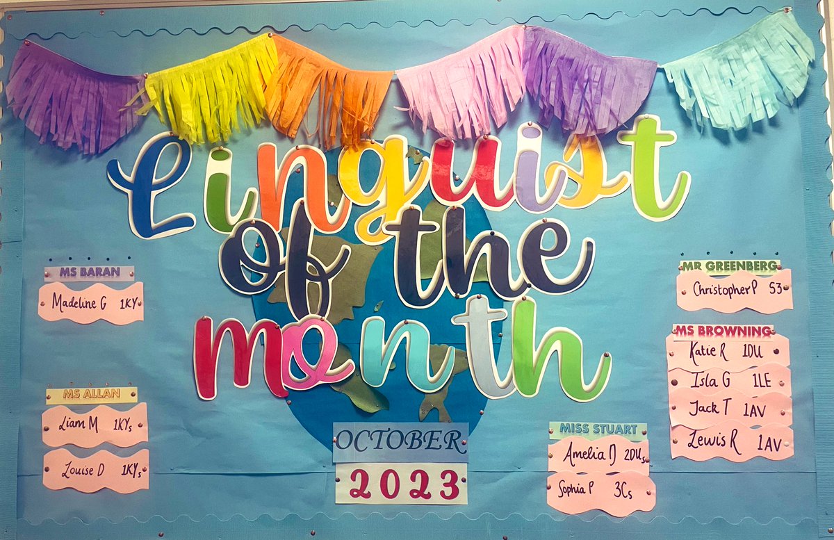 StrathavenML's tweet photo. October LOTM board 🌎📚We’re so lucky to have so many enthusiastic and resilient linguists in our department 🇫🇷🇪🇸 Superstars⭐️🏆 https://t.co/tTnjoycoNj