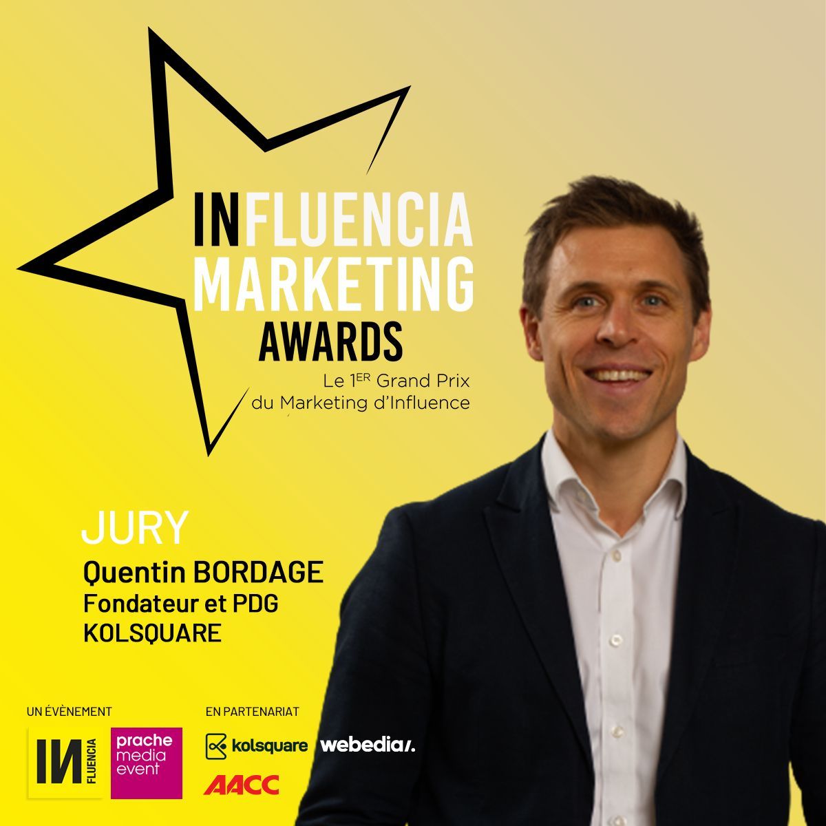 Découvrez 2 nouveaux membres du jury des #INfluenciaMarketingAwards ! 🏆
- Julie Joseph - ARPP
- Quentin Bordage - <a href="/kolsquare/">Kolsquare</a> 

Délibération le 22 novembre, remise des prix le 14 décembre prochain.