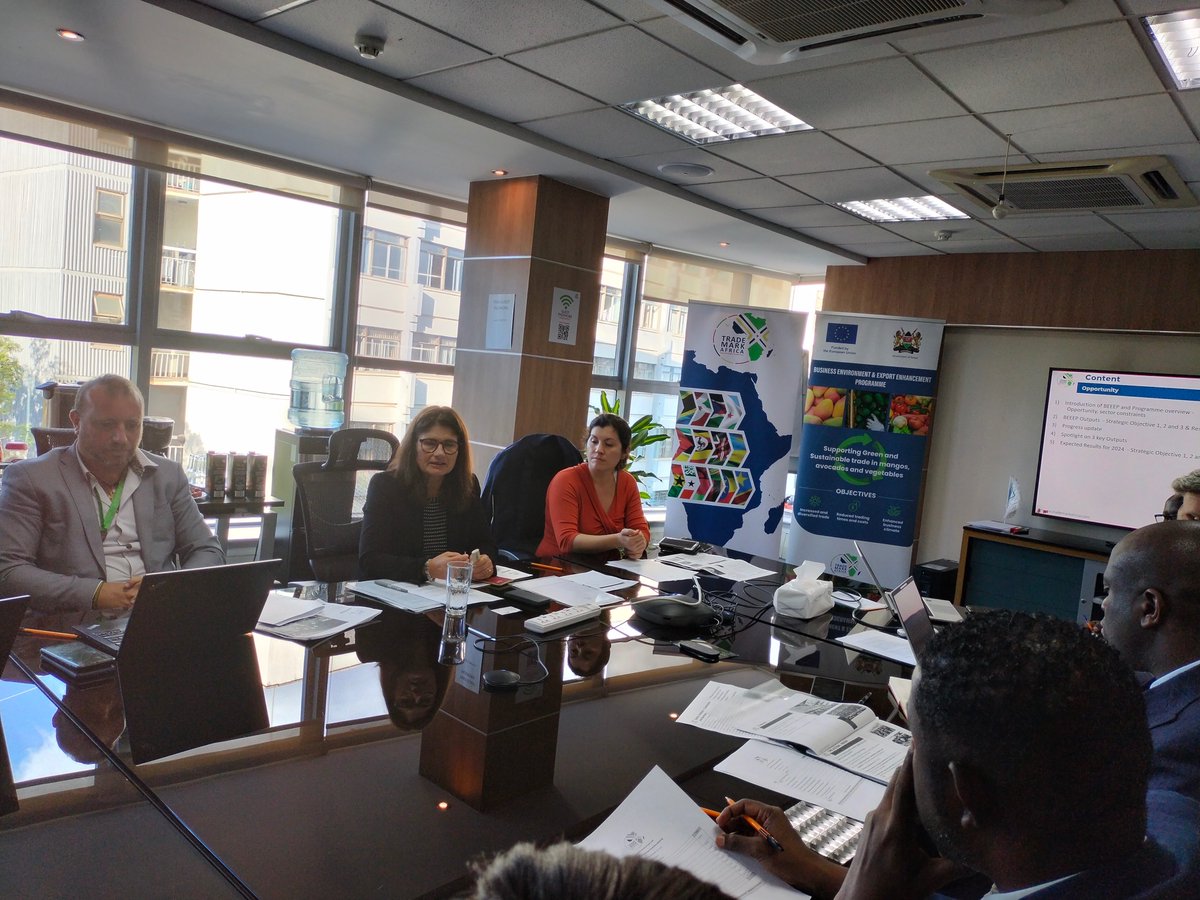 TradeMarkAfrica's tweet photo. Yesterday marked the successful launch of the 1st steering committee meeting for the Business Environment & Export Enhancement Programme (#BEEEP), generously funded by @Trade_EU. This gathering brought together influential stakeholders: @EUinKenya, @Trade_Kenya, @Investment_Ke https://t.co/TeUrWtMVhs