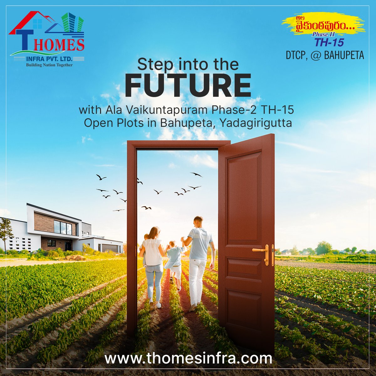 ThomesInfraOff's tweet photo. Embrace the future of living with Ala Vaikuntapuram Phase-2 TH-15 Open Plots in Bahupeta, Yadagirigutta!
Visit https://t.co/Q22CNdZwx3
#Thomesinfra #Realestate #alavaikuntapuram #bahupeta #yadagirigutta #Dreamhome #living #gatedcommunity #HMDA #DTCP #YTDA #india #Hyderabad https://t.co/YBlvFR6H6j