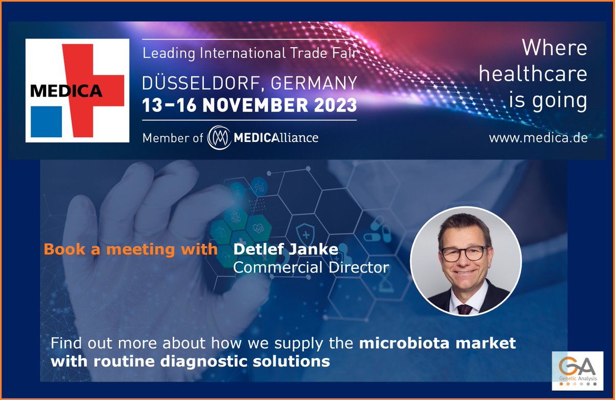 [#medica2023 ] 🔬Contact, connect, and discuss standardized microbiome testing with Detlef Janke, commercial director at <a href="/GeneticAnalysis/">Genetic Analysis AS</a>.
<a href="/MEDICATradeFair/">MEDICA</a>