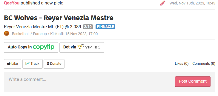 QeeYouBet's tweet photo. Eurocup🇪🇺

🏀BC Wolves - Reyer Venezia Mestre

Pick : Reyer Venezia Mestre @ 2,08

Mise : 1%

Rasheed Sulaimon blessé.
Avg 20ppg en EuroCup &amp; 18 en ligue domestique.

Dispo en arjel
Un maximum de #RT🔁#FAV ❤️pour soutenir et si vous suivez.

#TeamParieur https://t.co/iFlZnM3tb7