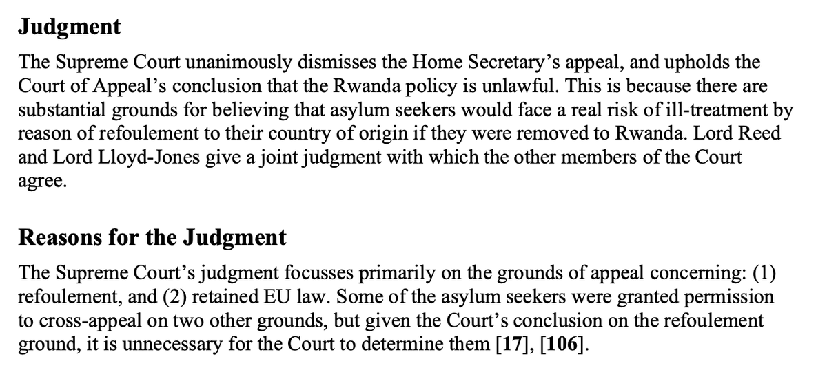 I, for one, am shocked the left-wing Supreme Court has ruled that deporting (a small number of) migrants to Rwanda is unlawful due to, among other things, EU laws Sunak and his predecessors never bothered to repeal. Who could have possibly foreseen such an outcome?