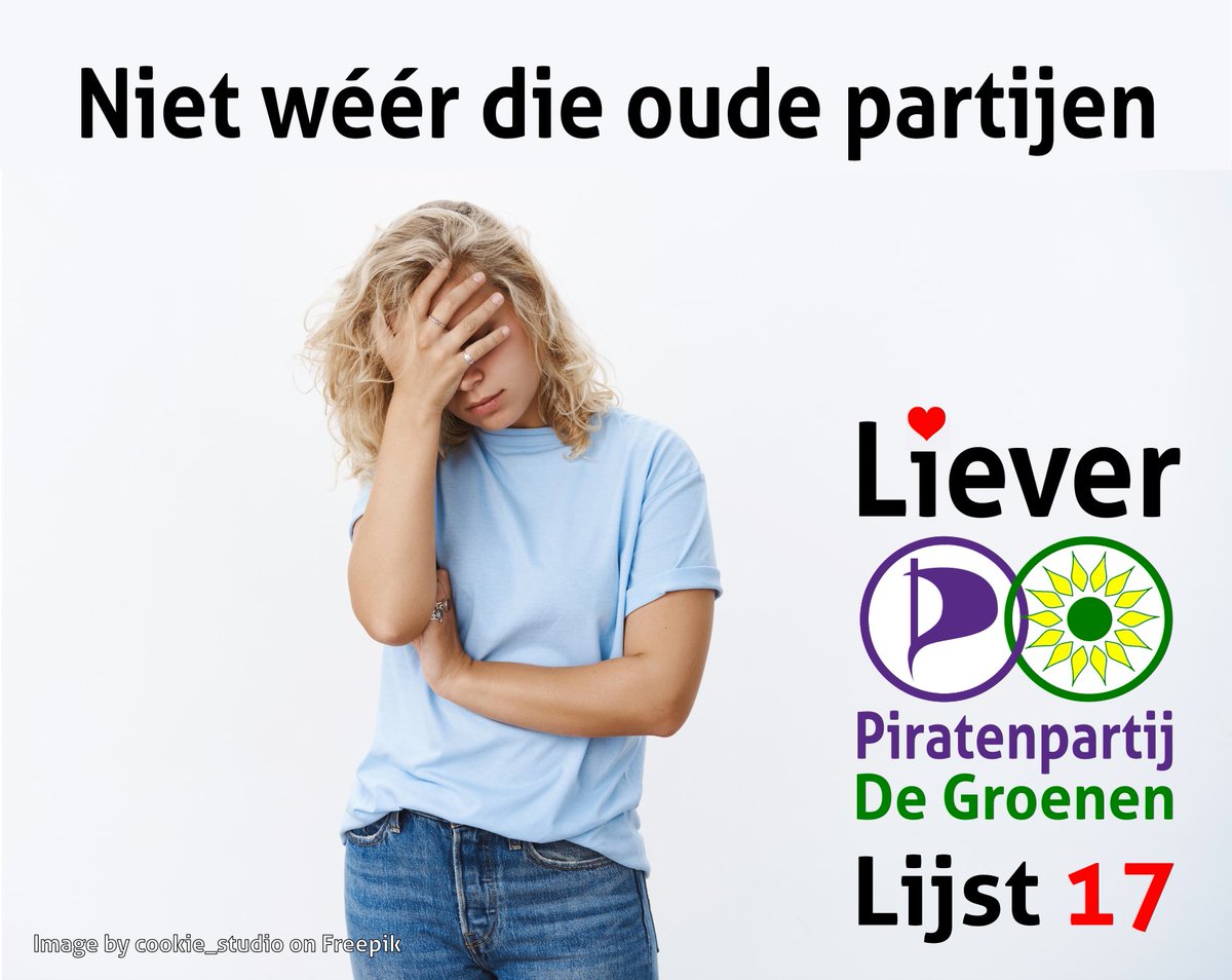 Ook zo klaar met oude politiek?
Liever Piratenpartij - De Groenen! piratenpartij.nl + wiki.piratenpartij.nl/tk2023:partijp… 🏴‍☠️💚🌻 #StemPiraat #Piraten #TK2023