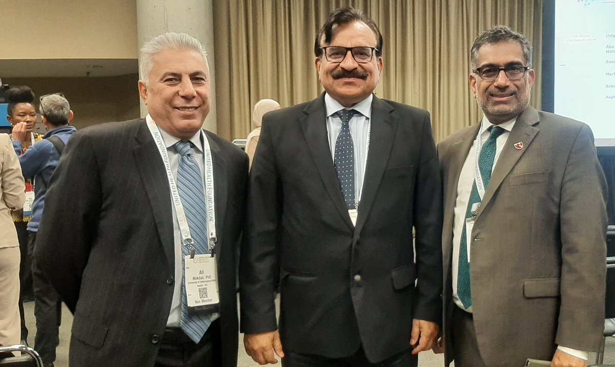 'With two distinguished Ali's' Both are considered top experts in #PublicHealth & #GlobalHealth and both are the most humble people you will meet. @DrAliSKhan from @unmc & @AliHMokdad from @IHME_UW and @UW All at @PublicHealth #APHA2023