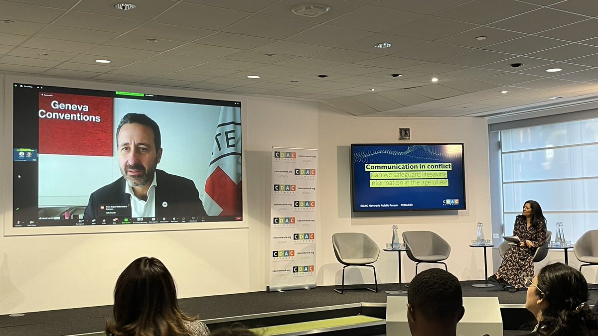 At a critical time for navigating truth and veracity in conflict, where deepfakes make it hard to discern, <a href="/ICRC/">ICRC</a>’s Director General kicks off the <a href="/CDACN/">CDAC Network</a> discussion. Do join online. 
I’ll be on a panel at 3.30 with UNHCR, <a href="/Internews/">Internews</a> and IRC talking about #AI in conflict. #CDAC23