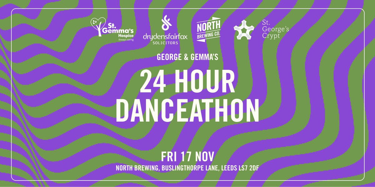 North Brewing Co (@northbrewco) on Twitter photo This Friday, 9am 💃 Join us as we raise money for <a href="/CryptLeeds/">St George's Crypt</a> and <a href="/stgemmashospice/">St Gemma's Hospice</a> with a 24 hour Danceathon, suitable for all dance levels🕺
Can you help us reach our £5,000 target?
Sign up here: eventbrite.com/e/george-gemma…
Can't make it? Donate here: justgiving.com/campaign/georg… This Friday, 9am 💃 Join us as we raise money for <a href="/CryptLeeds/">St George's Crypt</a> and <a href="/stgemmashospice/">St Gemma's Hospice</a> with a 24 hour Danceathon, suitable for all dance levels🕺
Can you help us reach our £5,000 target?
Sign up here: eventbrite.com/e/george-gemma…
Can't make it? Donate here: justgiving.com/campaign/georg…