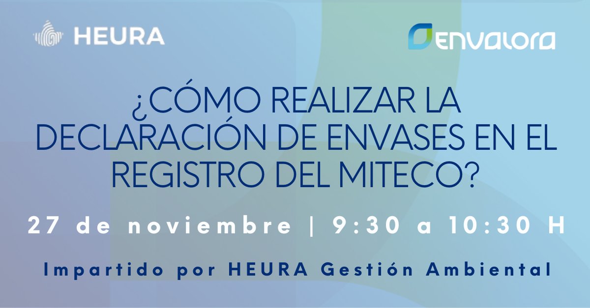 🚨Envalora organiza un webinario informativo, junto a @HEURAGESTIO, para explicar a las #empresas adheridas cómo realizar la declaración de #envases en el Registro del MITECO (en los nuevos plazos extraordinarios e improrrogables que han abierto) Más info👉bit.ly/47aZ2aD